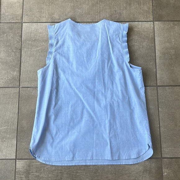 NWOT J Crew Light Blue Sleeveless Ruffle Top Sz 8 - Picture 3 of 3